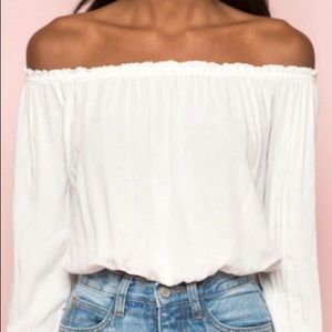 Brandy Melville Off the Shoulder White Top